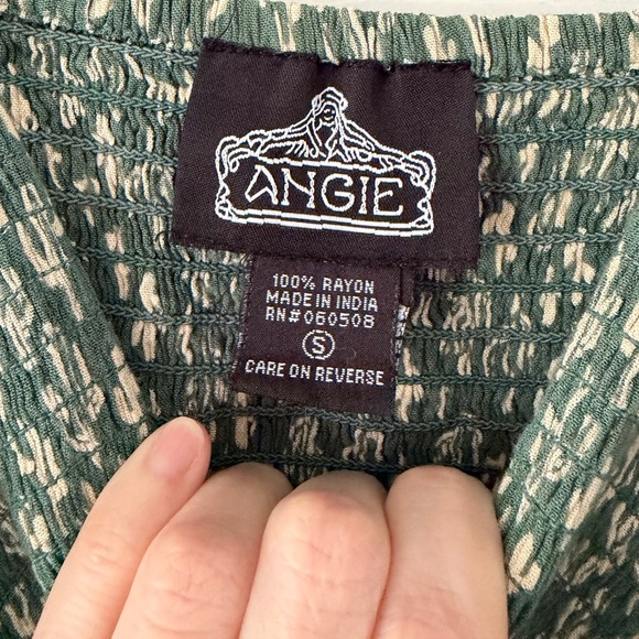 Angie Green and White Cactus Print Dress - Picture 2 of 6